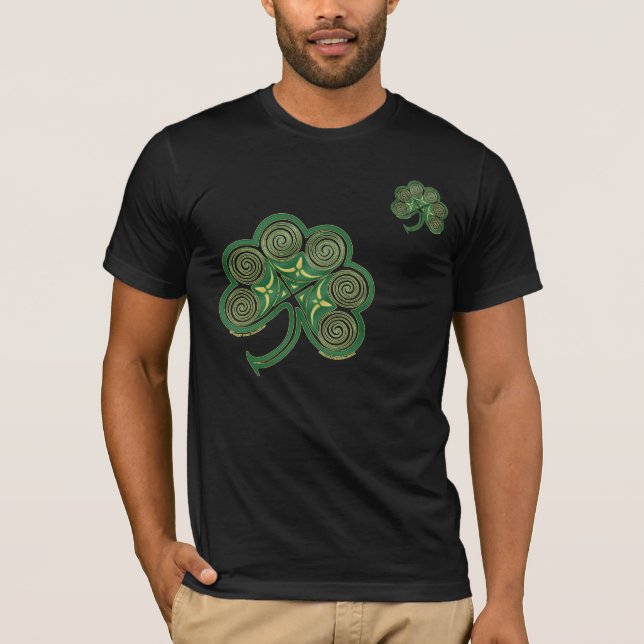 Sts Patrick dagT-tröja - spiral Shamrock för T Shirt (Framsida)