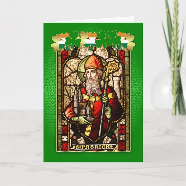 Sts Patrick fönster och bön F för dagmålat glass Kort (Framsida)