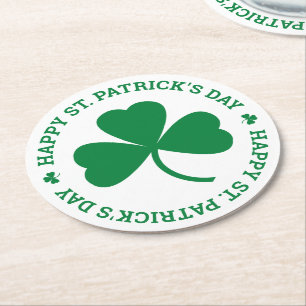 Sts Patrick för grön Shamrock lyckligt party fö Underlägg Papper Rund