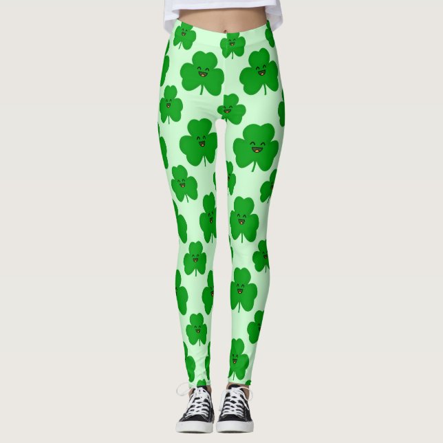 Sts Patrick för lycklig Shamrock gullig damasker Leggings (Framsida)