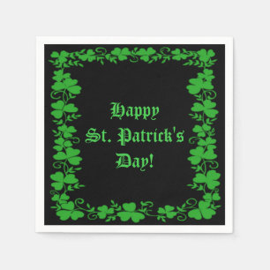 Sts Patrick gröna och svart Shamrockservetter fö Pappersservett