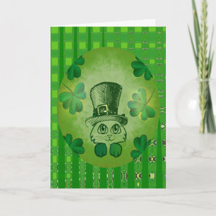 Sts Patrick katt med Shamrocksdragplåster Kort