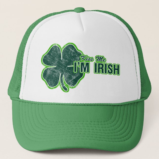 Sts Patrick ` kysser mig' ShamrockGrungehatten Truckerkeps (Framsida)