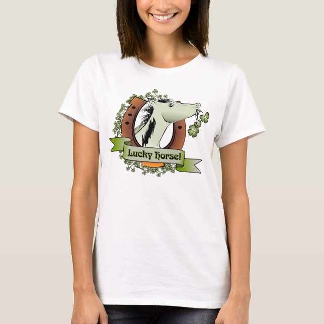 Sts Patrick lycklig häst för dag T Shirt (Framsida)
