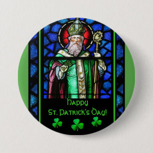 Sts Patrick målat glass för Shamrocks för dag Knapp