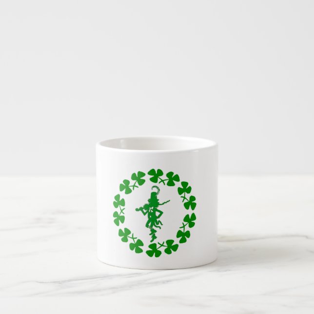 Sts Patrick ring Espres för Shamrock för dagtroll Espressomugg (Framsidan)