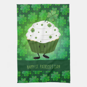 Sts Patrick Shamrock för tecknad för daggrönt Kökshandduk