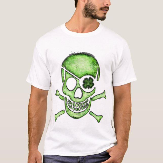 Sts Patrick T-tröja för skalle för dagpirat Tee Shirt (Framsida)