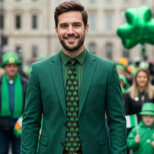 Sts Patrick Tie för dagShamrock, grönt på svart Slips