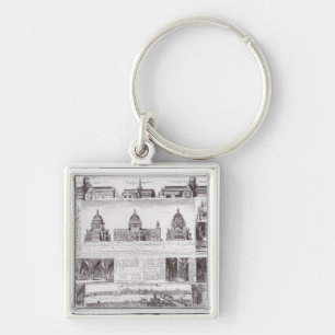 Sts Paul domkyrka Fyrkantig Silverfärgad Nyckelring
