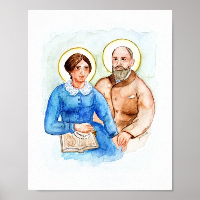 Sts Zelie & Louis Martin Watercolor Art Print Poster (Framsidan)