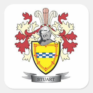 Stuart Family Crest Jackar av Arm Fyrkantigt Klistermärke