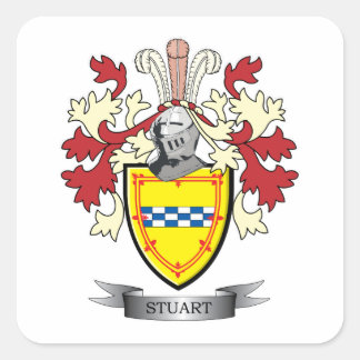 Stuart Family Crest Jackar av Arm Fyrkantigt Klistermärke