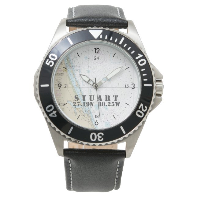 Stuart, FL Nautical Latitude Longitud Boater Armbandsur (Framsida)