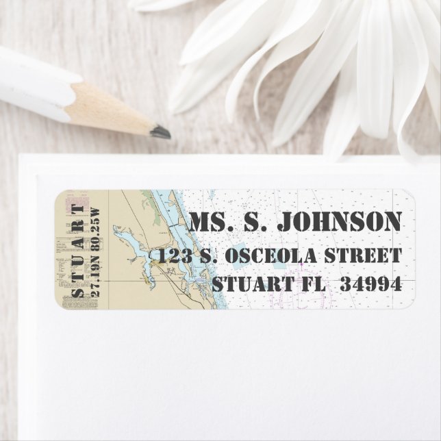 Stuart FL: Navigationsdiagram för hemmahamn Returadress Etikett (Insitu)