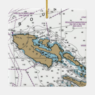Stuart Island WA-diagram Julgransprydnad Keramik
