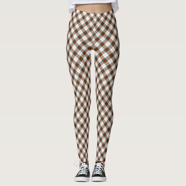 Stuart / Stewart-tartan vit röd grön rutig Leggings (Framsida)