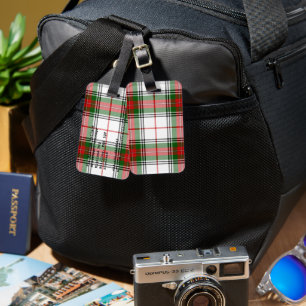 Stuart/Stewart tartan white red grönt plaid Bagagebricka