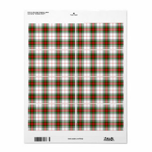 Stuart/Stewart tartan white red grönt plaid Fraktsedel