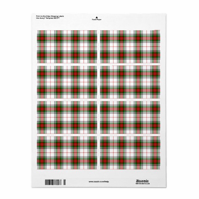 Stuart/Stewart tartan white red grönt plaid Fraktsedel (Helt Ark)