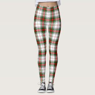 Stuart/Stewart tartan white red grönt plaid Leggings