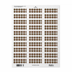 Stuart/Stewart tartan white red grönt plaid Returadress Etikett