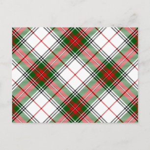 Stuart/Stewart tartan white red grönt plaid Vykort