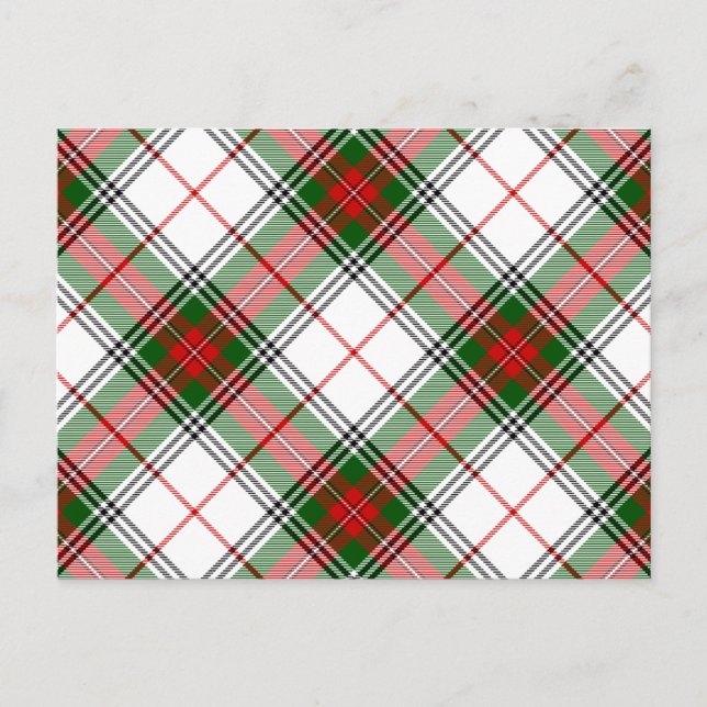 Stuart/Stewart tartan white red grönt plaid Vykort (Framsida)