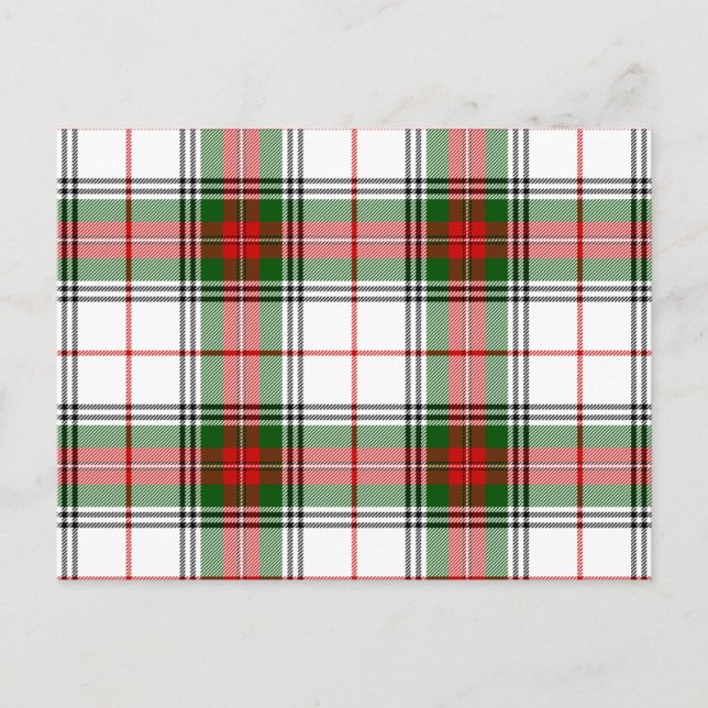 Stuart/Stewart tartan white red grönt plaid Vykort (Framsida)