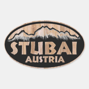 Stubai Austria wooden Sign oval-klistermärken Ovalt Klistermärke