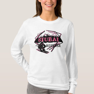Stubai Österrike damrosor skidar logotyphoodien Tee Shirt