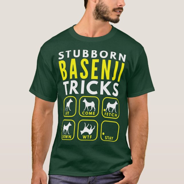 Stubborn Basenji Tricks - Hund Training T Shirt (Framsida)