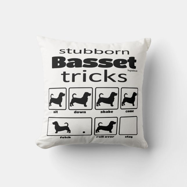 Stubborn Basset Tricks Kudde (Framsida)