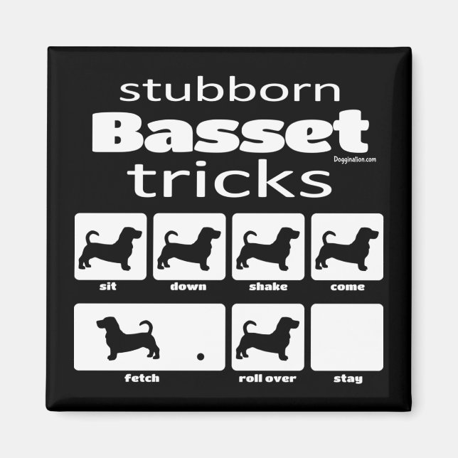 Stubborn Basset Tricks Magnet (Framsidan)