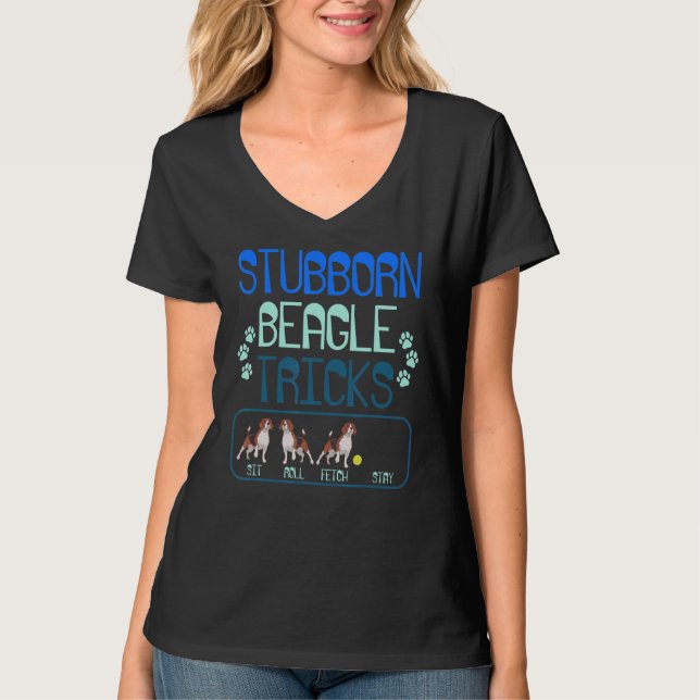 Stubborn Beagle Tricks Sit Roll Fetch Stanna 2 T Shirt (Framsida)