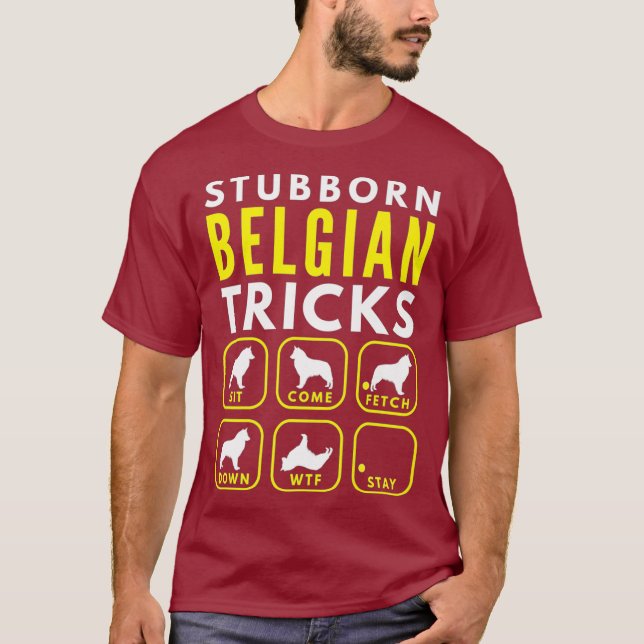 Stubborn Belgium Tricks - Hund Training Premium T Shirt (Framsida)