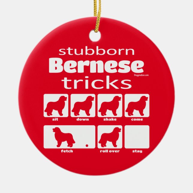 Stubborn Bernese Tricks Julgransprydnad Keramik (Framsidan)