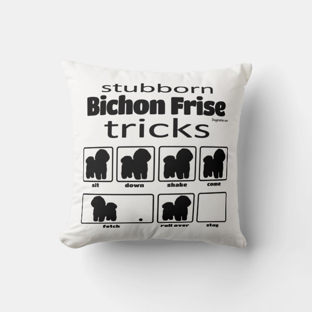 Stubborn Bichon Frise Tricks Kudde (Framsida)