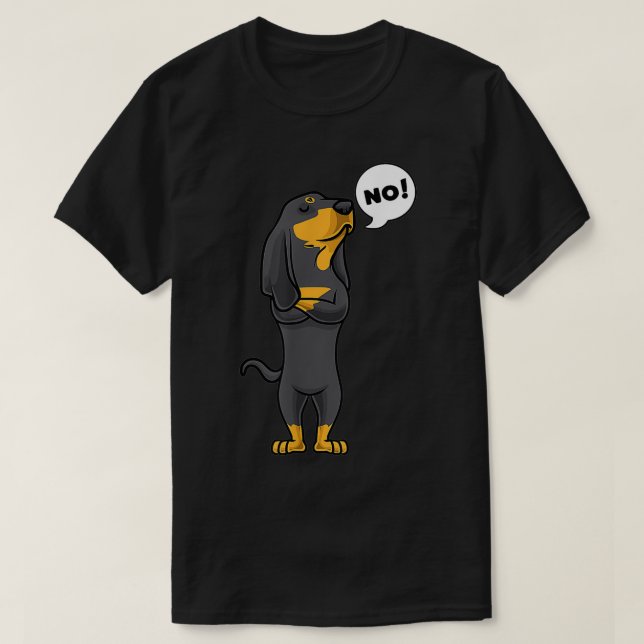 Stubborn Black och Tan Coonhound Hund T Shirt (Design framsida)