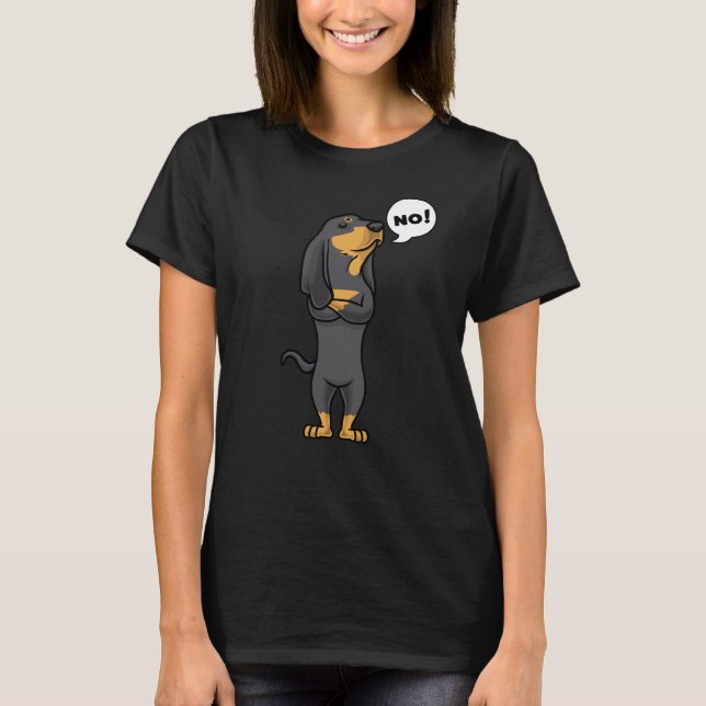 Stubborn Black och Tan Coonhound Hund T Shirt (Framsida)