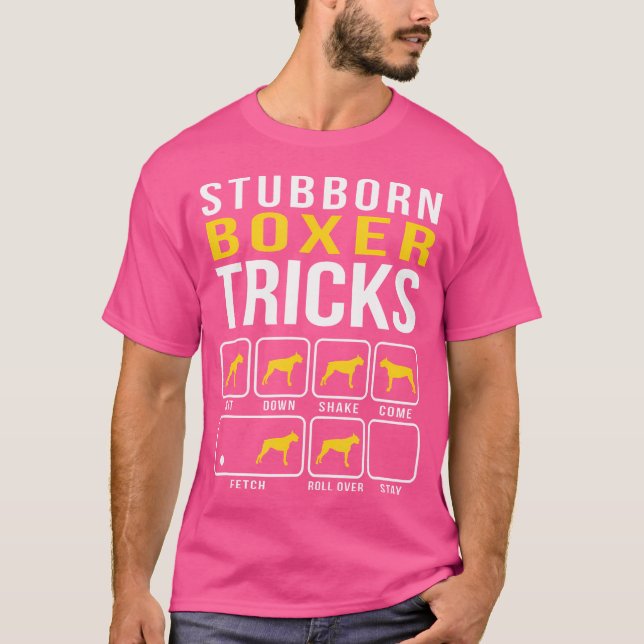 Stubborn Boxer Tricks T Shirt (Framsida)