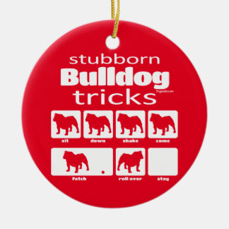 Stubborn Bulldog Tricks Julgransprydnad Keramik