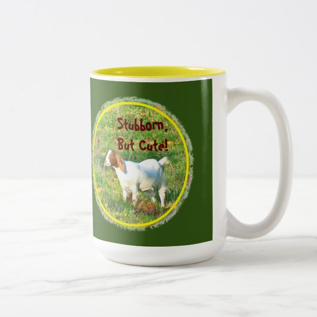 "Stubborn but Cute" (getfoto)-tvåtonkaffe Två-Tonad Mugg (Höger)