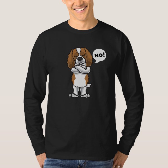 Stubborn Cavalier Kung Charles Spain Hund T Shirt (Framsida)