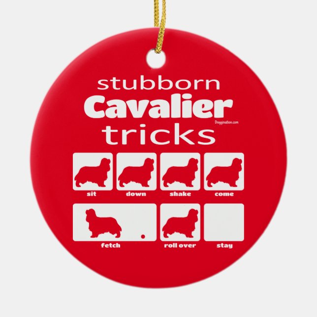 Stubborn Cavalier Tricks Julgransprydnad Keramik (Framsidan)