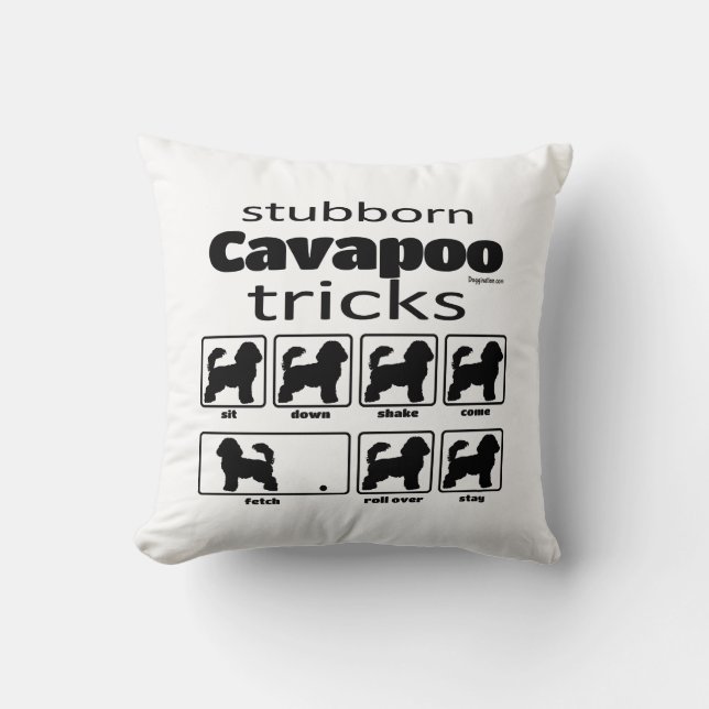 Stubborn Cavapoo Tricks Kudde (Framsida)