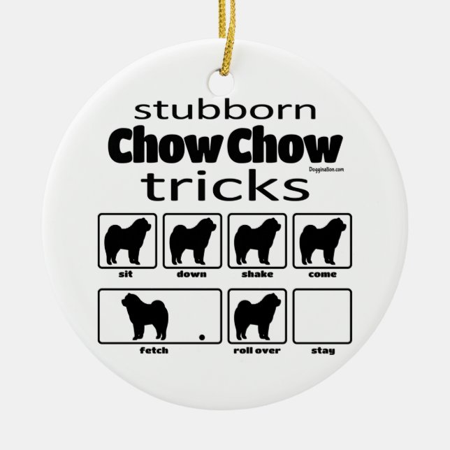 Stubborn Chow Chow Tricks Julgransprydnad Keramik (Framsidan)
