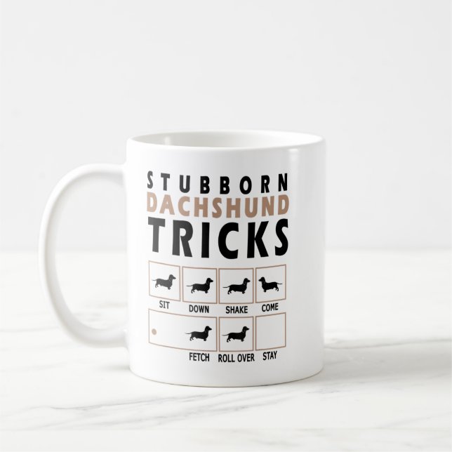 Stubborn Dachshund Tricks T-Shirt Kaffemugg (Vänster)