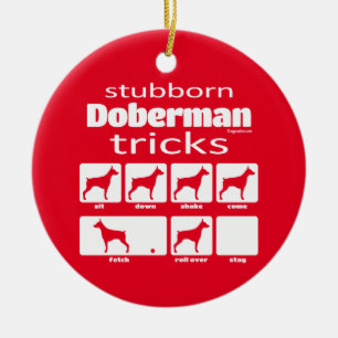 Stubborn Doberman Tricks Julgransprydnad Keramik