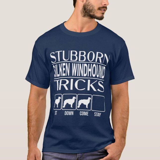 Stubborn Dogric Hund Silken Windhound retro T Shirt (Framsida)